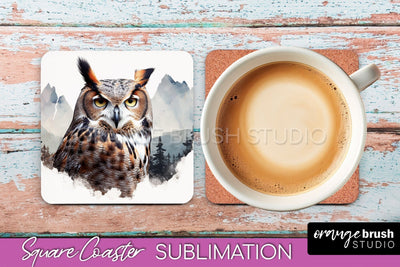 Wild Animals Coaster Sublimation - Mountain Square Coaster Sublimation OrangeBrushStudio 
