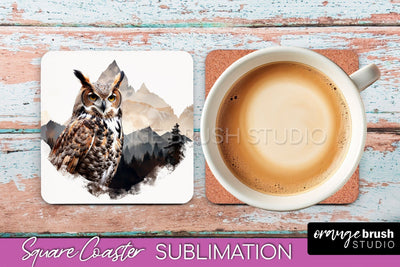 Wild Animals Coaster Sublimation - Mountain Square Coaster Sublimation OrangeBrushStudio 