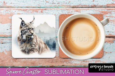Wild Animals Coaster Sublimation - Mountain Square Coaster Sublimation OrangeBrushStudio 