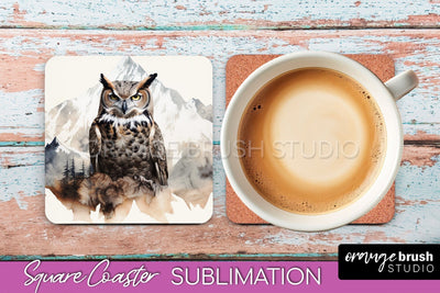Wild Animals Coaster Sublimation - Mountain Square Coaster Sublimation OrangeBrushStudio 