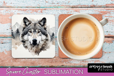 Wild Animals Coaster Sublimation - Mountain Square Coaster Sublimation OrangeBrushStudio 