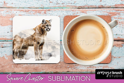 Wild Animals Coaster Sublimation - Mountain Square Coaster Sublimation OrangeBrushStudio 