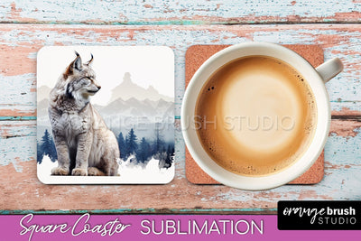 Wild Animals Coaster Sublimation - Mountain Square Coaster Sublimation OrangeBrushStudio 