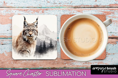 Wild Animals Coaster Sublimation - Mountain Square Coaster Sublimation OrangeBrushStudio 