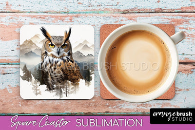 Wild Animals Coaster Sublimation - Mountain Square Coaster Sublimation OrangeBrushStudio 