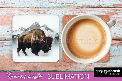 Wild Animals Coaster Sublimation - Mountain Square Coaster Sublimation OrangeBrushStudio 