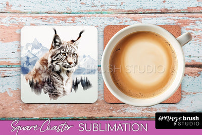 Wild Animals Coaster Sublimation - Mountain Square Coaster Sublimation OrangeBrushStudio 