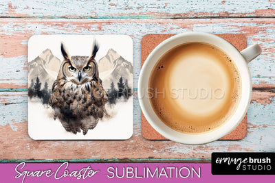 Wild Animals Coaster Sublimation - Mountain Square Coaster Sublimation OrangeBrushStudio 