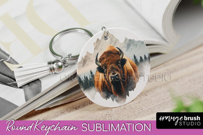 Wild Animals Keychain - Mountain Keychain Sublimation Design Sublimation OrangeBrushStudio 