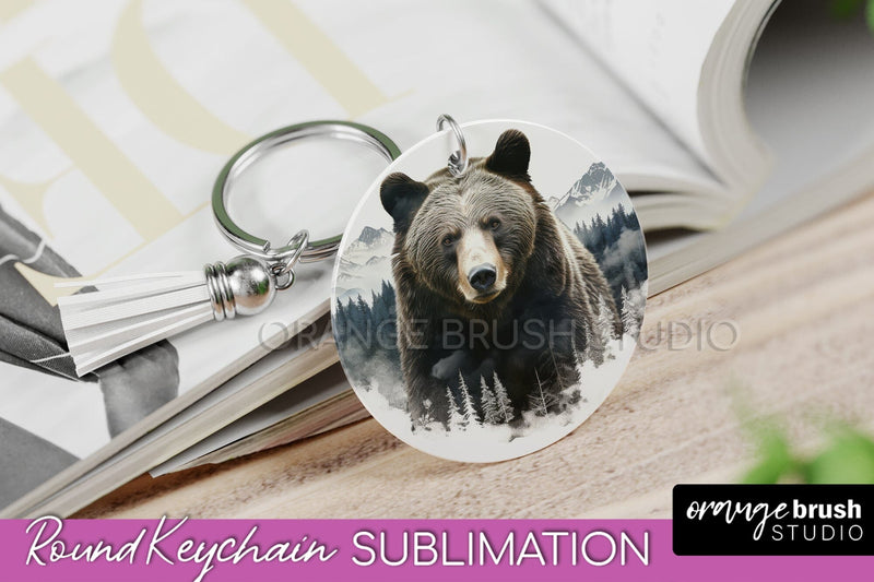 Wild Animals Keychain - Mountain Keychain Sublimation Design Sublimation OrangeBrushStudio 