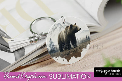 Wild Animals Keychain - Mountain Keychain Sublimation Design Sublimation OrangeBrushStudio 