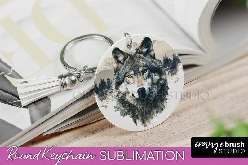 Wild Animals Keychain - Mountain Keychain Sublimation Design Sublimation OrangeBrushStudio 