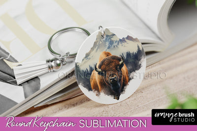 Wild Animals Keychain - Mountain Keychain Sublimation Design Sublimation OrangeBrushStudio 