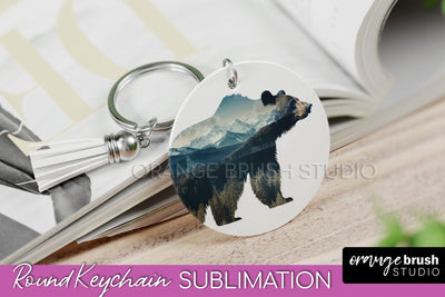 Wild Animals Keychain - Mountain Keychain Sublimation Design Sublimation OrangeBrushStudio 