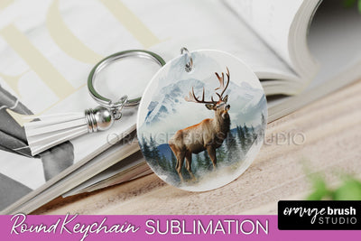 Wild Animals Keychain - Mountain Keychain Sublimation Design Sublimation OrangeBrushStudio 