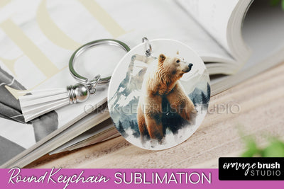 Wild Animals Keychain - Mountain Keychain Sublimation Design Sublimation OrangeBrushStudio 