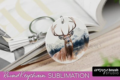 Wild Animals Keychain - Mountain Keychain Sublimation Design Sublimation OrangeBrushStudio 