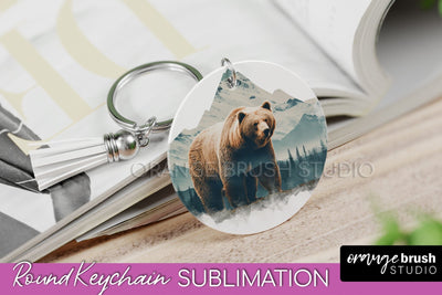 Wild Animals Keychain - Mountain Keychain Sublimation Design Sublimation OrangeBrushStudio 