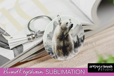 Wild Animals Keychain - Mountain Keychain Sublimation Design Sublimation OrangeBrushStudio 