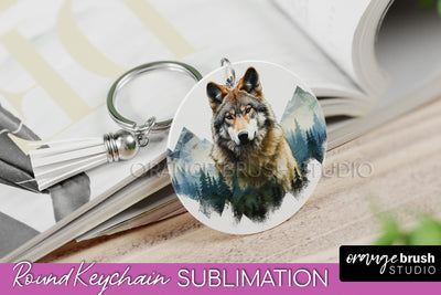 Wild Animals Keychain - Mountain Keychain Sublimation Design Sublimation OrangeBrushStudio 