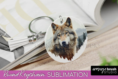 Wild Animals Keychain - Mountain Keychain Sublimation Design Sublimation OrangeBrushStudio 