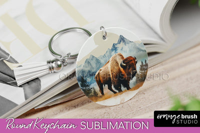 Wild Animals Keychain - Mountain Keychain Sublimation Design Sublimation OrangeBrushStudio 