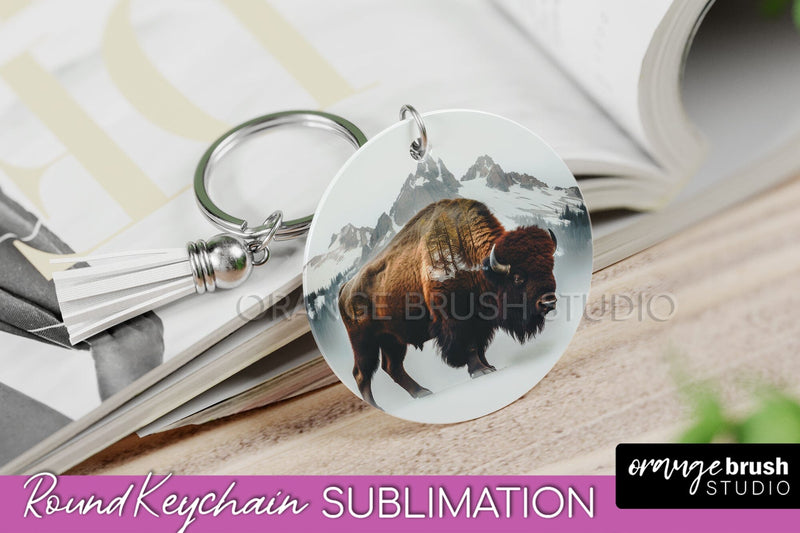 Wild Animals Keychain - Mountain Keychain Sublimation Design Sublimation OrangeBrushStudio 