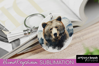 Wild Animals Keychain - Mountain Keychain Sublimation Design Sublimation OrangeBrushStudio 