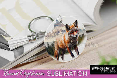 Wild Animals Keychain - Mountain Keychain Sublimation Design Sublimation OrangeBrushStudio 