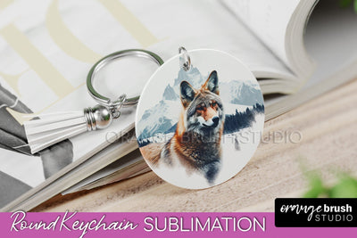 Wild Animals Keychain - Mountain Keychain Sublimation Design Sublimation OrangeBrushStudio 