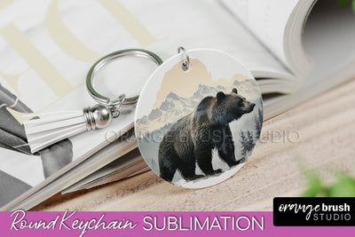 Wild Animals Keychain - Mountain Keychain Sublimation Design Sublimation OrangeBrushStudio 