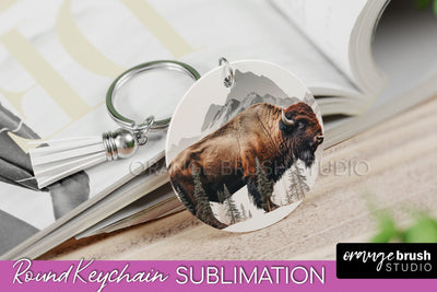 Wild Animals Keychain - Mountain Keychain Sublimation Design Sublimation OrangeBrushStudio 