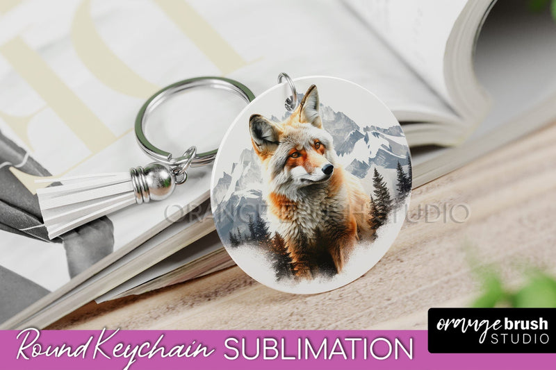Wild Animals Keychain - Mountain Keychain Sublimation Design Sublimation OrangeBrushStudio 