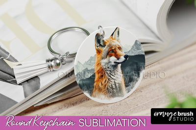 Wild Animals Keychain - Mountain Keychain Sublimation Design Sublimation OrangeBrushStudio 