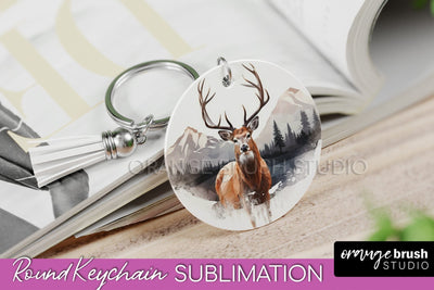 Wild Animals Keychain - Mountain Keychain Sublimation Design Sublimation OrangeBrushStudio 