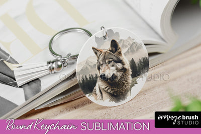 Wild Animals Keychain - Mountain Keychain Sublimation Design Sublimation OrangeBrushStudio 