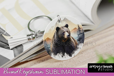 Wild Animals Keychain - Mountain Keychain Sublimation Design Sublimation OrangeBrushStudio 
