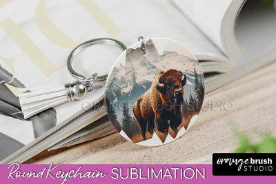 Wild Animals Keychain - Mountain Keychain Sublimation Design Sublimation OrangeBrushStudio 