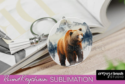 Wild Animals Keychain - Mountain Keychain Sublimation Design Sublimation OrangeBrushStudio 