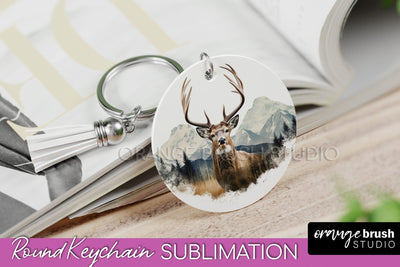 Wild Animals Keychain - Mountain Keychain Sublimation Design Sublimation OrangeBrushStudio 