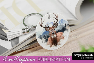 Wild Animals Keychain - Mountain Keychain Sublimation Design Sublimation OrangeBrushStudio 