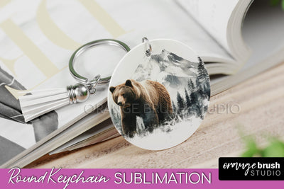 Wild Animals Keychain - Mountain Keychain Sublimation Design Sublimation OrangeBrushStudio 