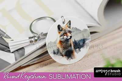 Wild Animals Keychain - Mountain Keychain Sublimation Design Sublimation OrangeBrushStudio 