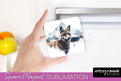 Wild Animals Magnet Sublimation, Mountain Magnet Design Sublimation OrangeBrushStudio 