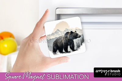 Wild Animals Magnet Sublimation, Mountain Magnet Design Sublimation OrangeBrushStudio 