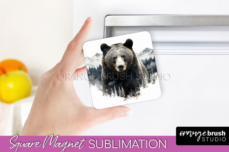 Wild Animals Magnet Sublimation, Mountain Magnet Design Sublimation OrangeBrushStudio 