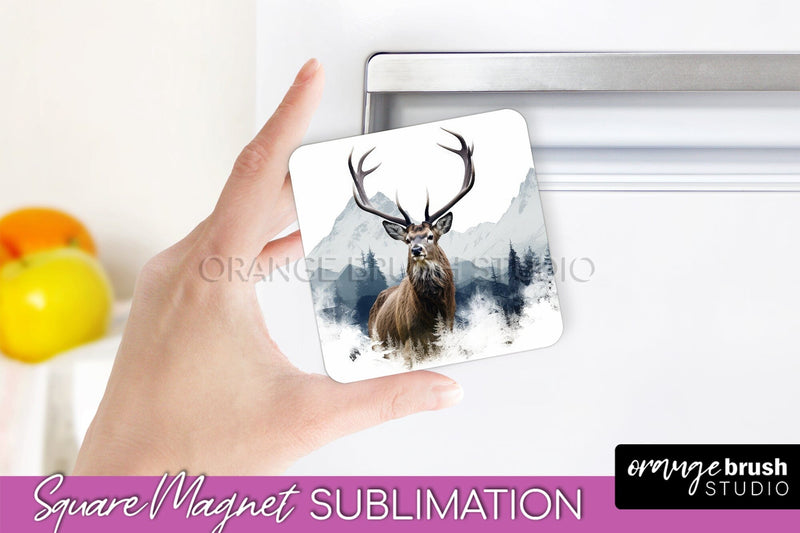 Wild Animals Magnet Sublimation, Mountain Magnet Design Sublimation OrangeBrushStudio 