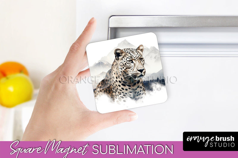 Wild Animals Magnet Sublimation, Mountain Magnet Design Sublimation OrangeBrushStudio 