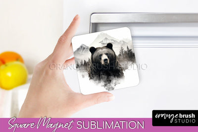 Wild Animals Magnet Sublimation, Mountain Magnet Design Sublimation OrangeBrushStudio 