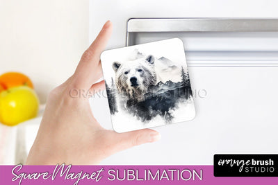 Wild Animals Magnet Sublimation, Mountain Magnet Design Sublimation OrangeBrushStudio 